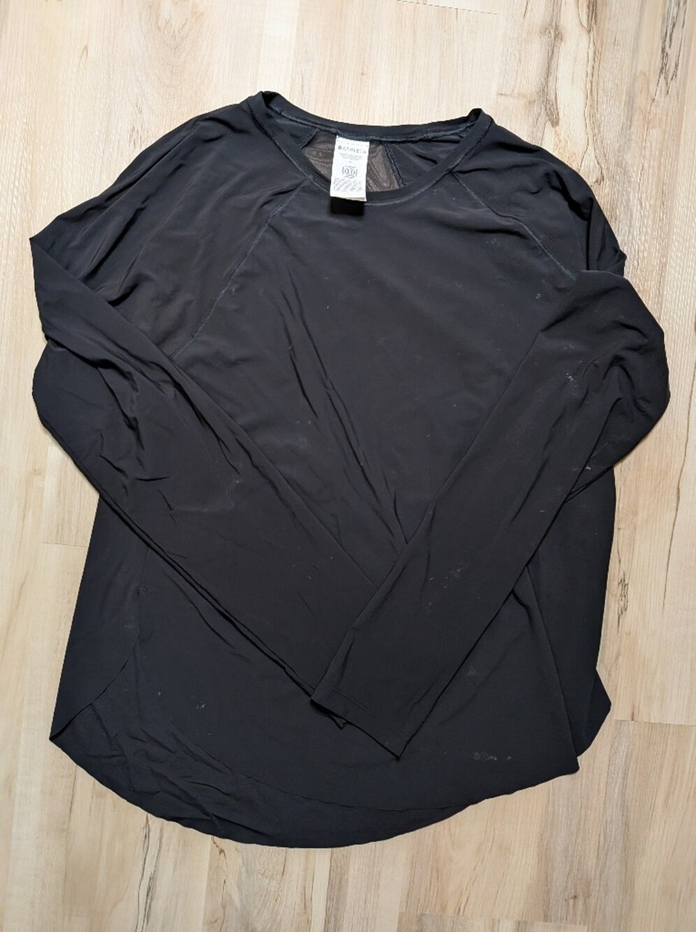 Athleta black long sleeve split side mesh detail top